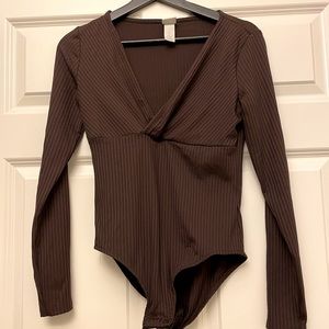 H&M Brown Ribbed Bodysuit Size Medium